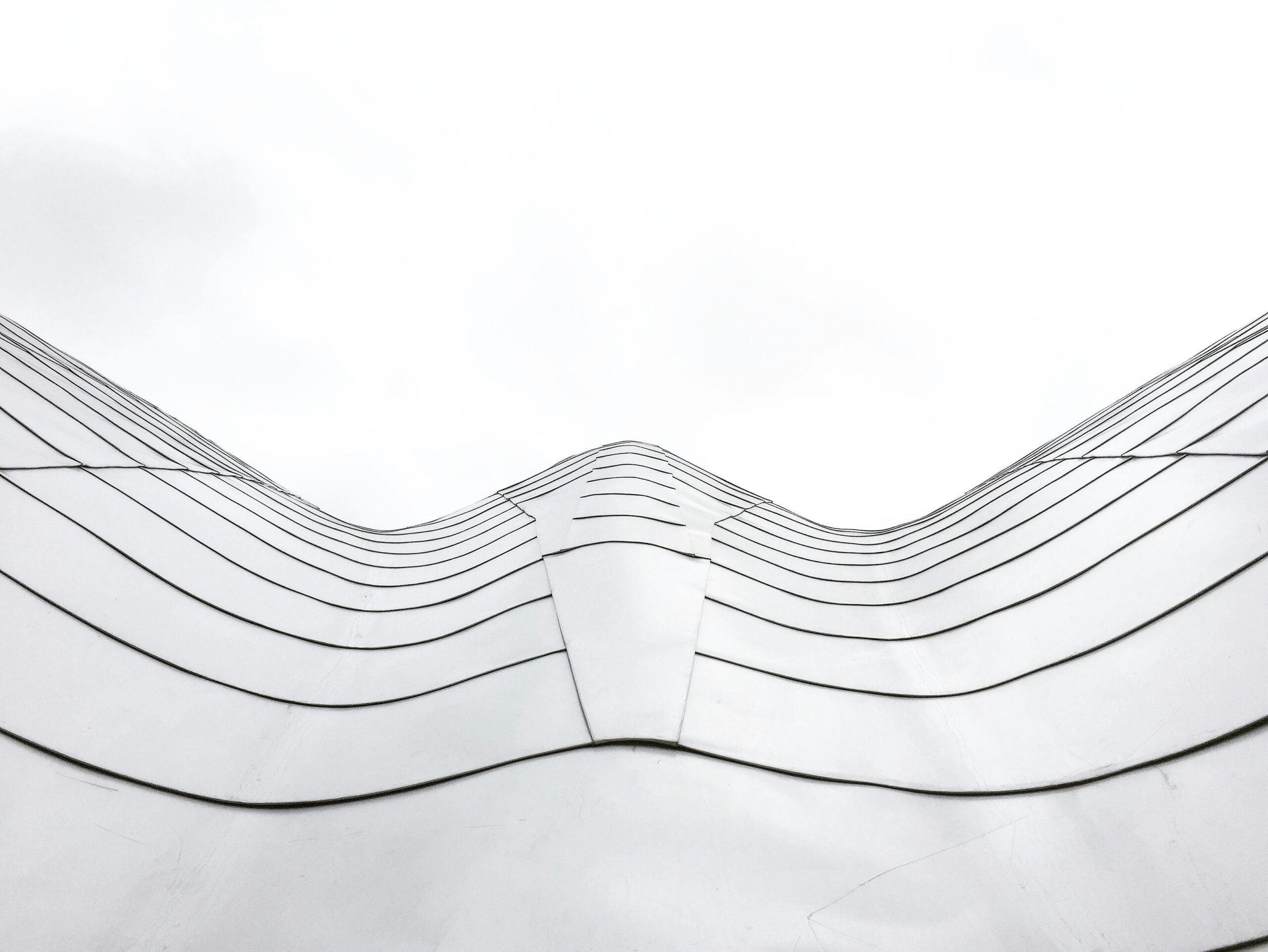 A striking wavy architectural design captured in Moscow, highlighting modern elements.